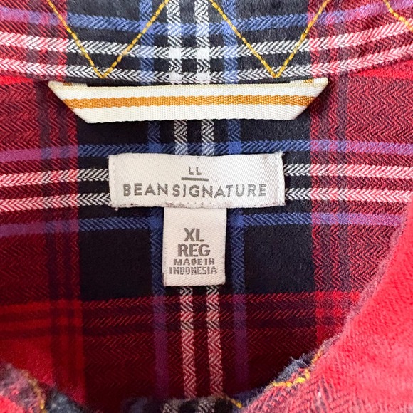 LL Bean Signature Camp Flannel Shirt Womens XL Plaid Heavyweight Lumberjack Cozy - Picture 4 of 8